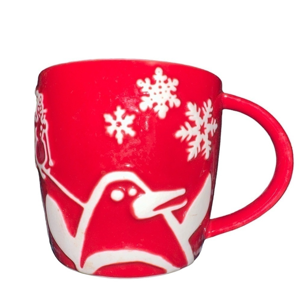 STARBUCKS Penguin Holiday 2007 RED CHRISTMAS MUG Ceramic